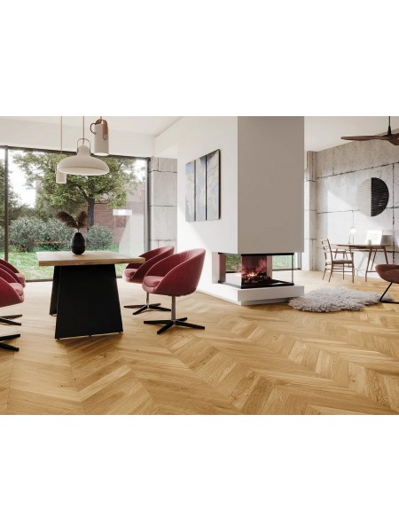 Parchet triplustratificat Chevron Stejar Bright