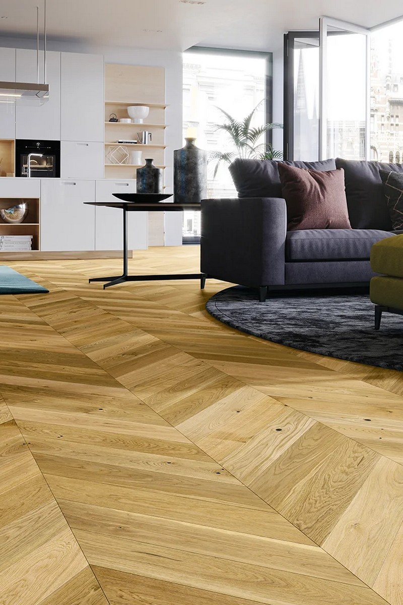 Parchet triplustratificat Chevron Stejar Caramel