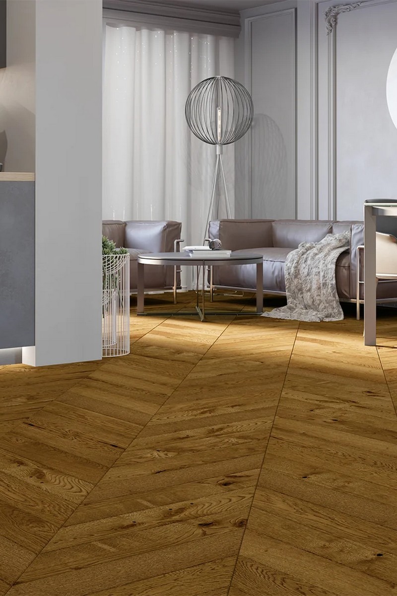 Parchet triplustratificat Chevron Stejar Honey