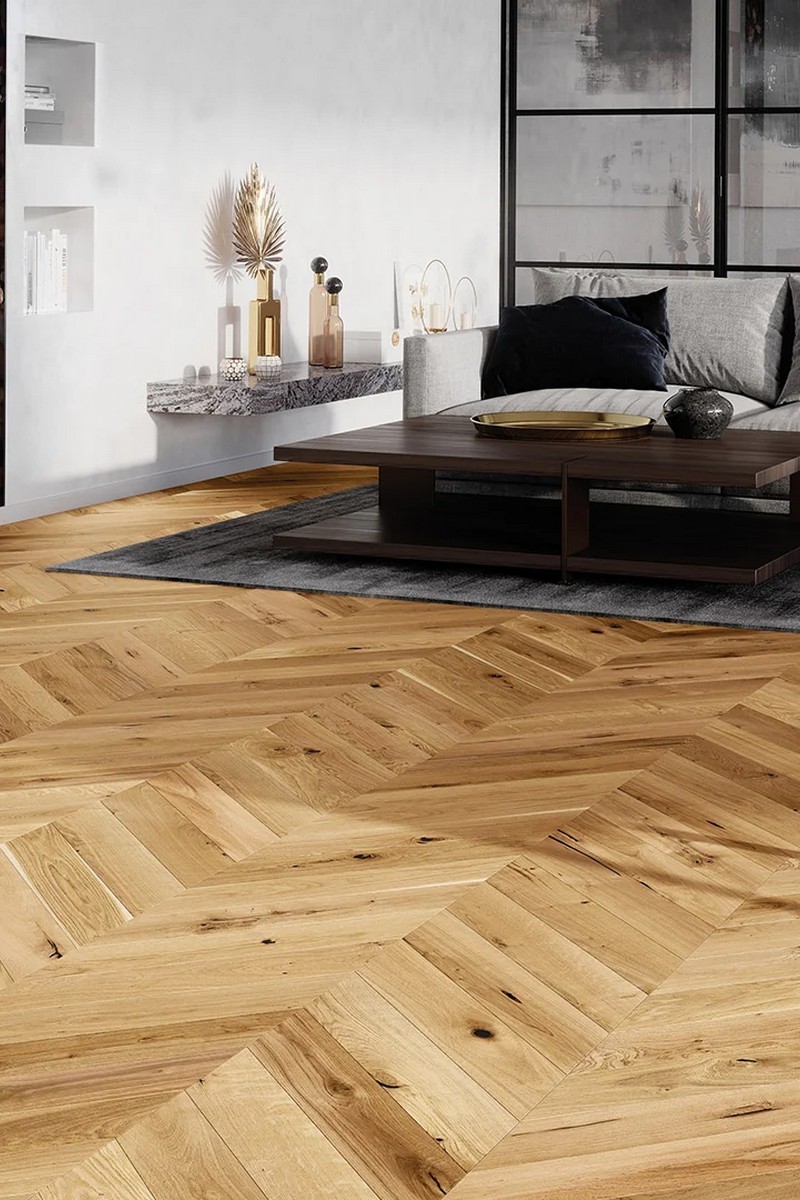 Parchet triplustratificat Chevron Stejar Raisins 