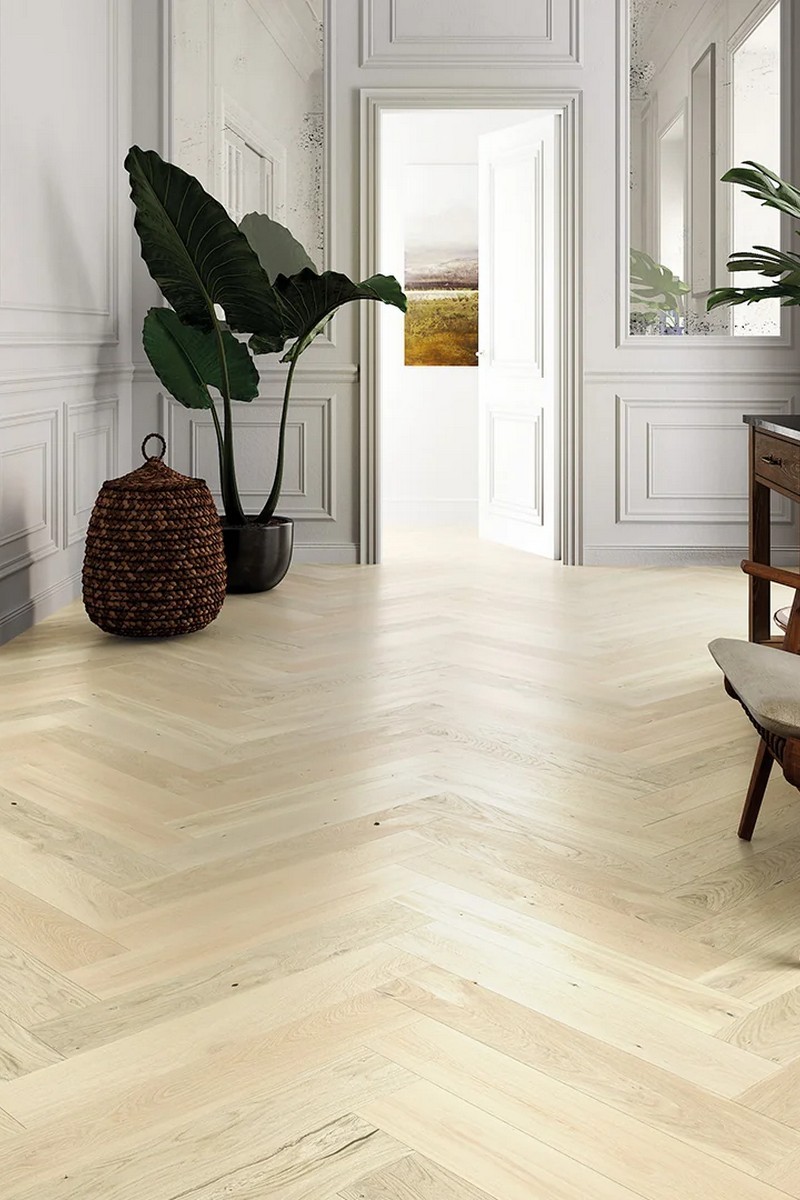 Parchet triplustratificat Herringbone Stejar Bianco 130