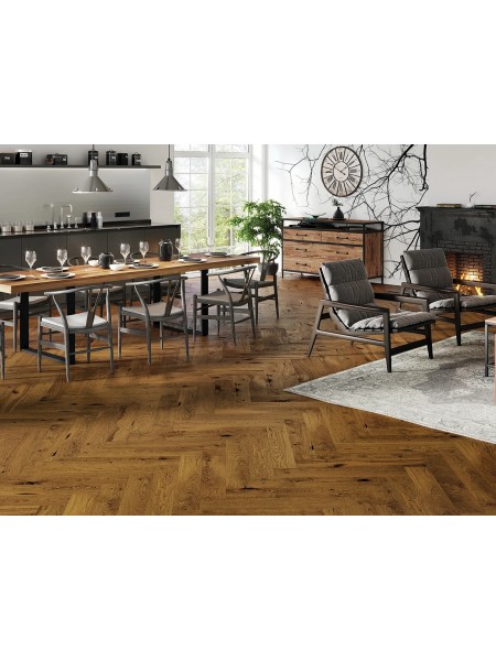 Parchet triplustratificat Herringbone Stejar Sugar Brown 130
