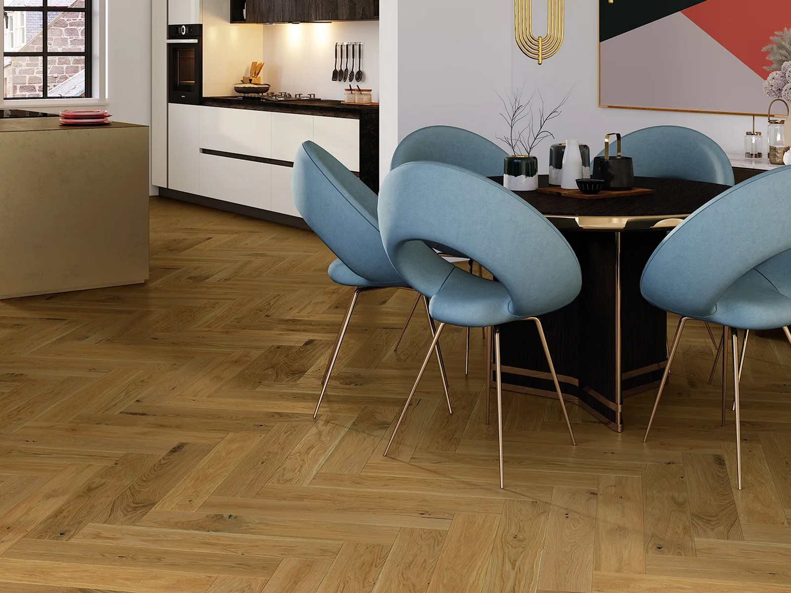 Parchet triplustratificat Herringbone Stejar Mainland 130