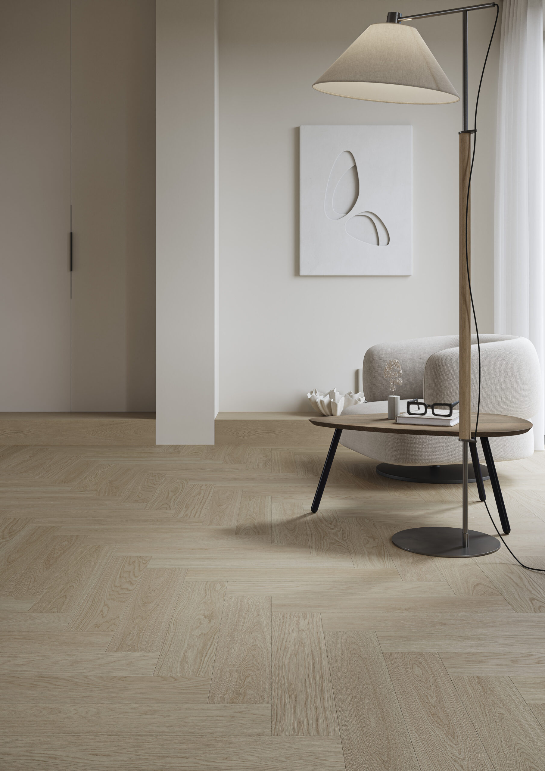 Parchet vinil SPC Stejar Flax Herringbone