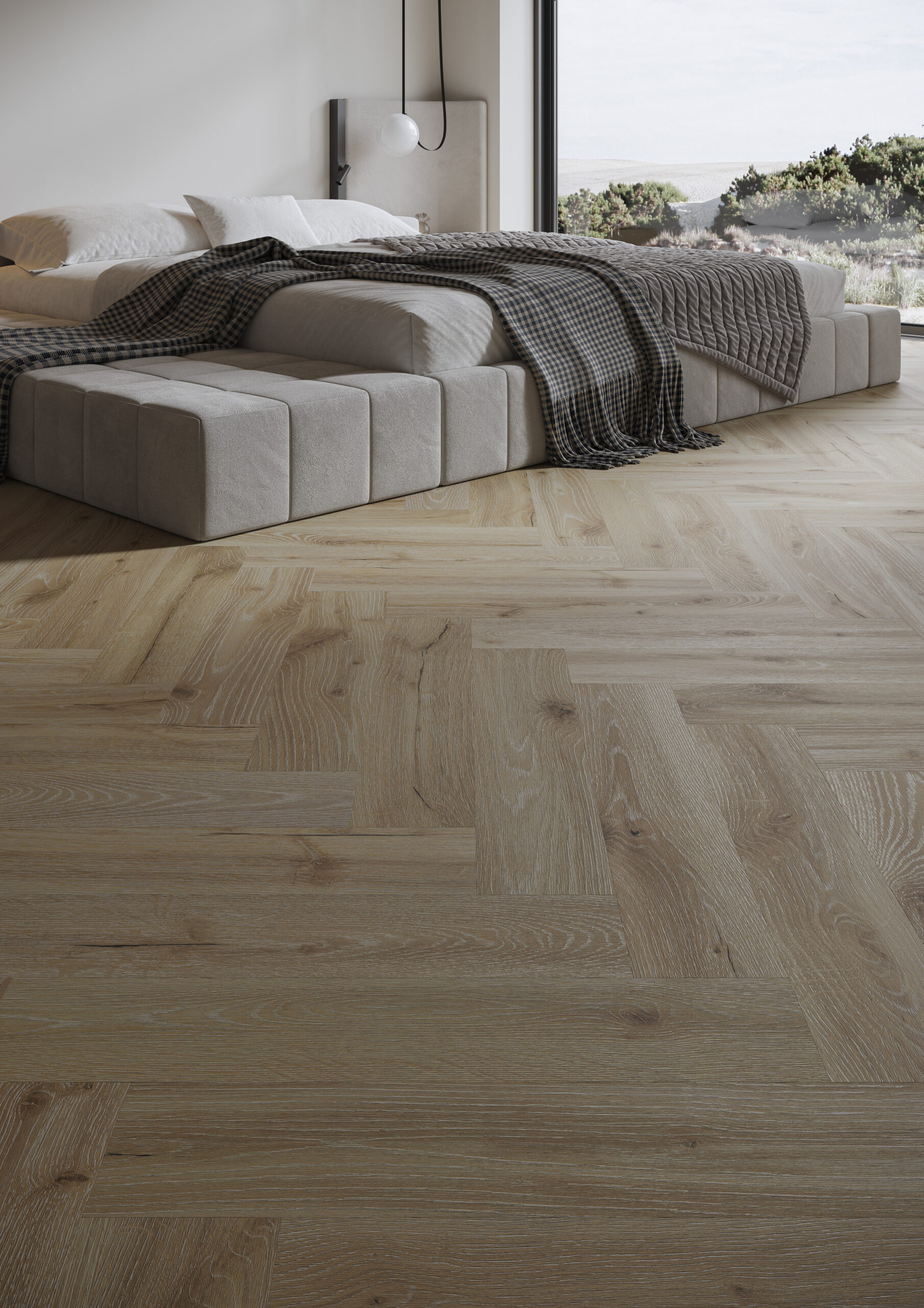 Parchet vinil SPC Stejar Desert Herringbone