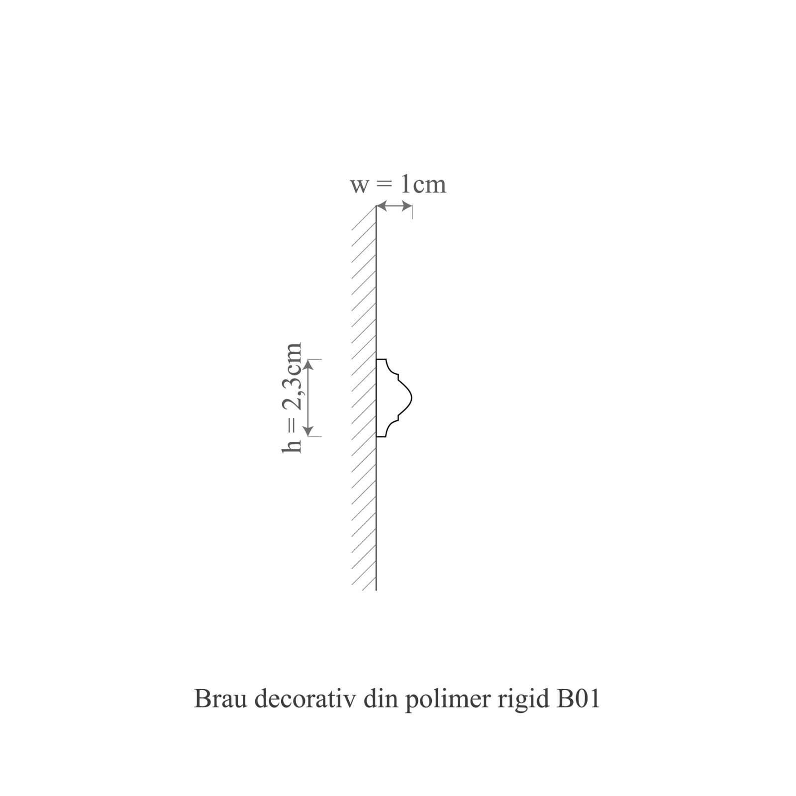 Brau decorativ din polimer rigid B1 - 2.3x1x200 cm