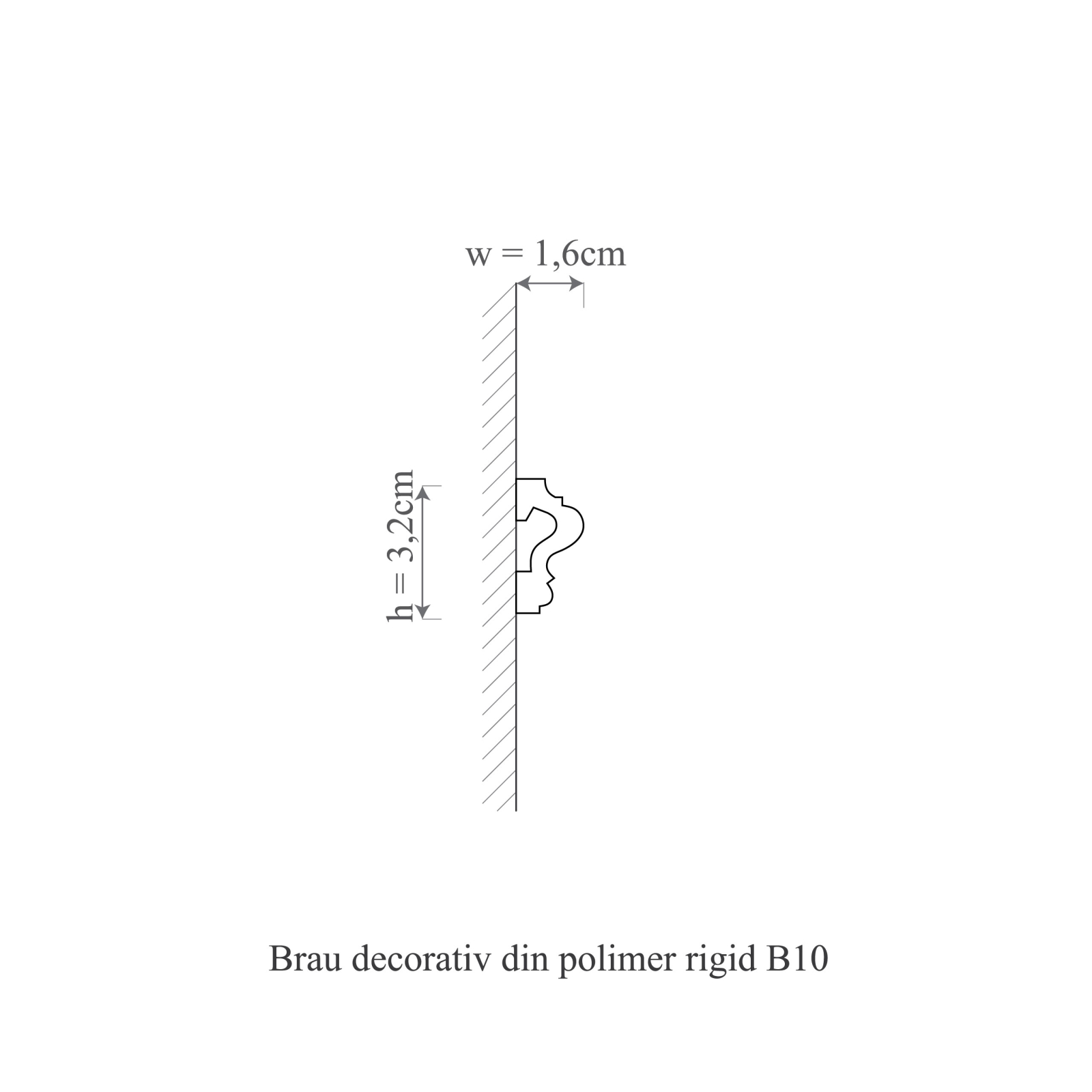 Brau decorativ din polimer rigid B10 - 3.2x1.6x200 cm