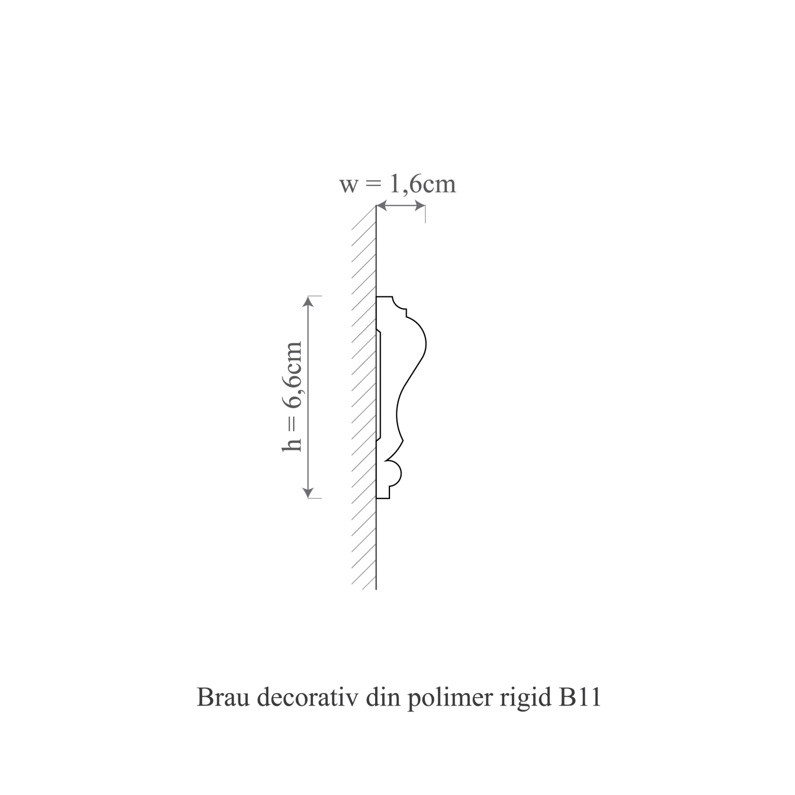 Brau decorativ din polimer rigid B11 - 6.6x1.6x200 cm