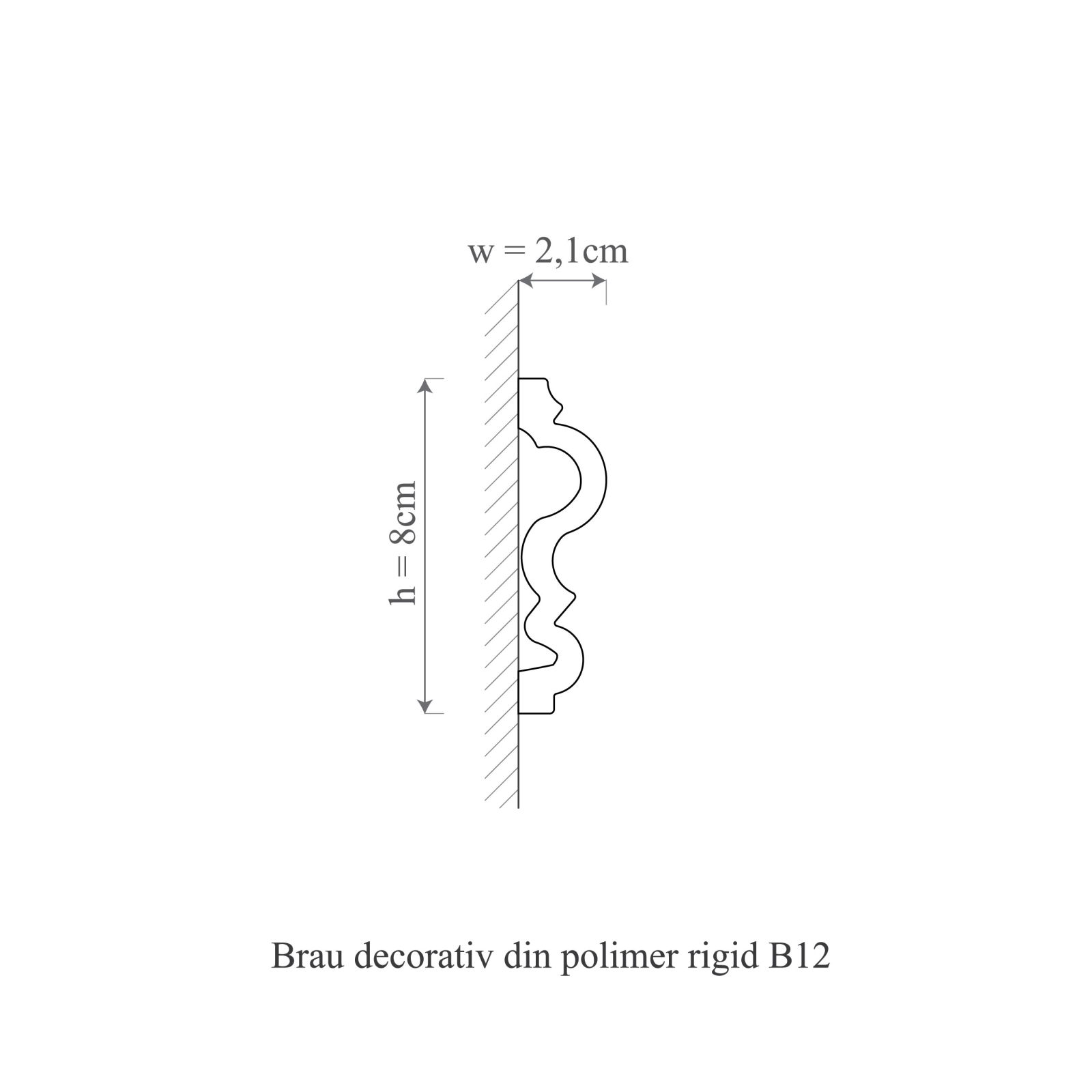 Brau decorativ din polimer rigid B12 - 8x2.1x200 cm