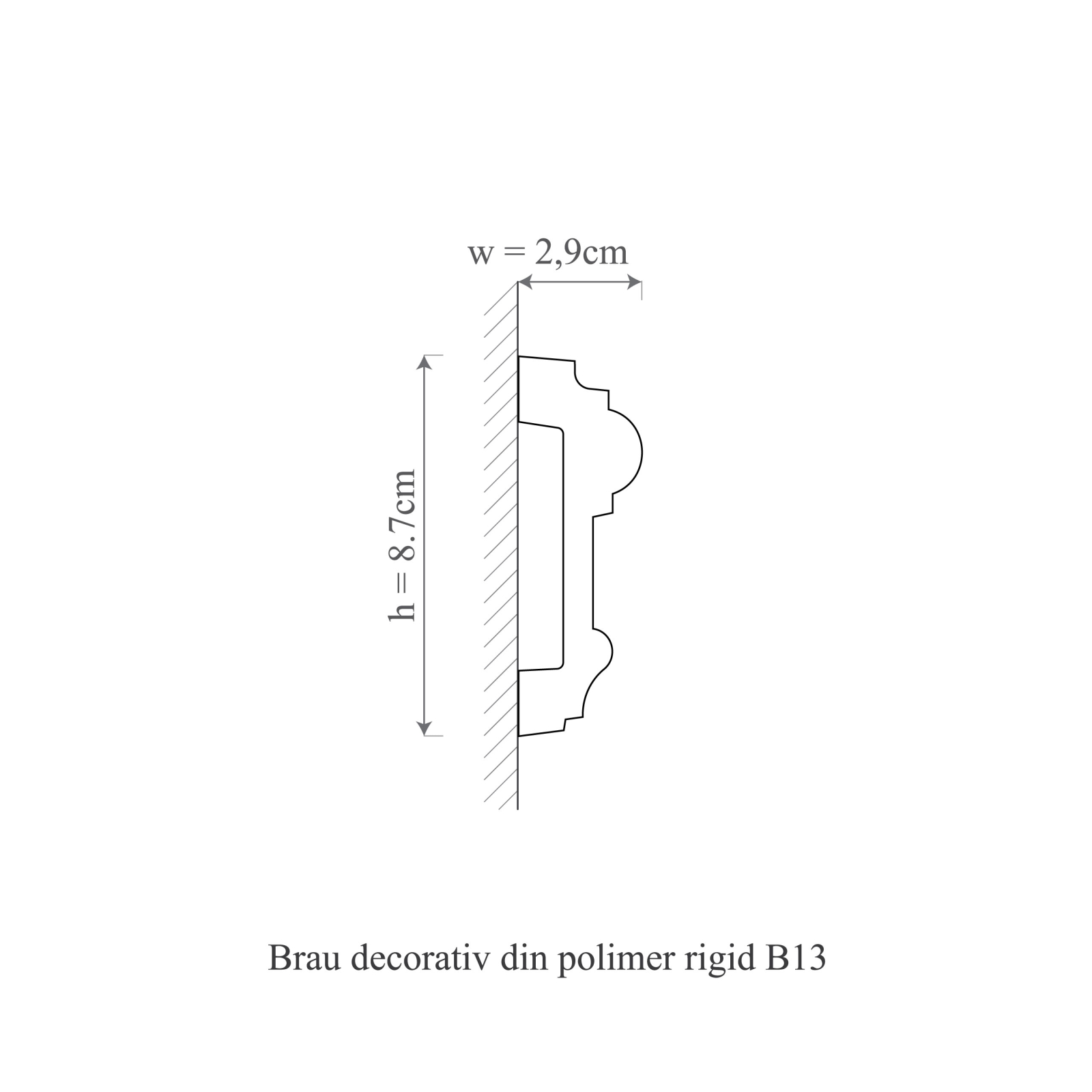 Brau decorativ din polimer rigid B13 - 8.7x2.9x200 cm