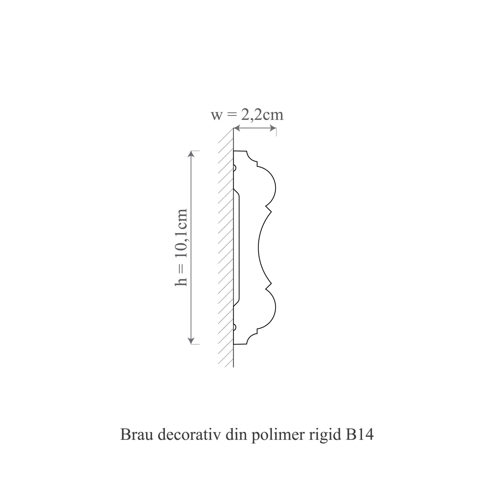 Brau decorativ din polimer rigid B14 - 10.1x2.2x200 cm