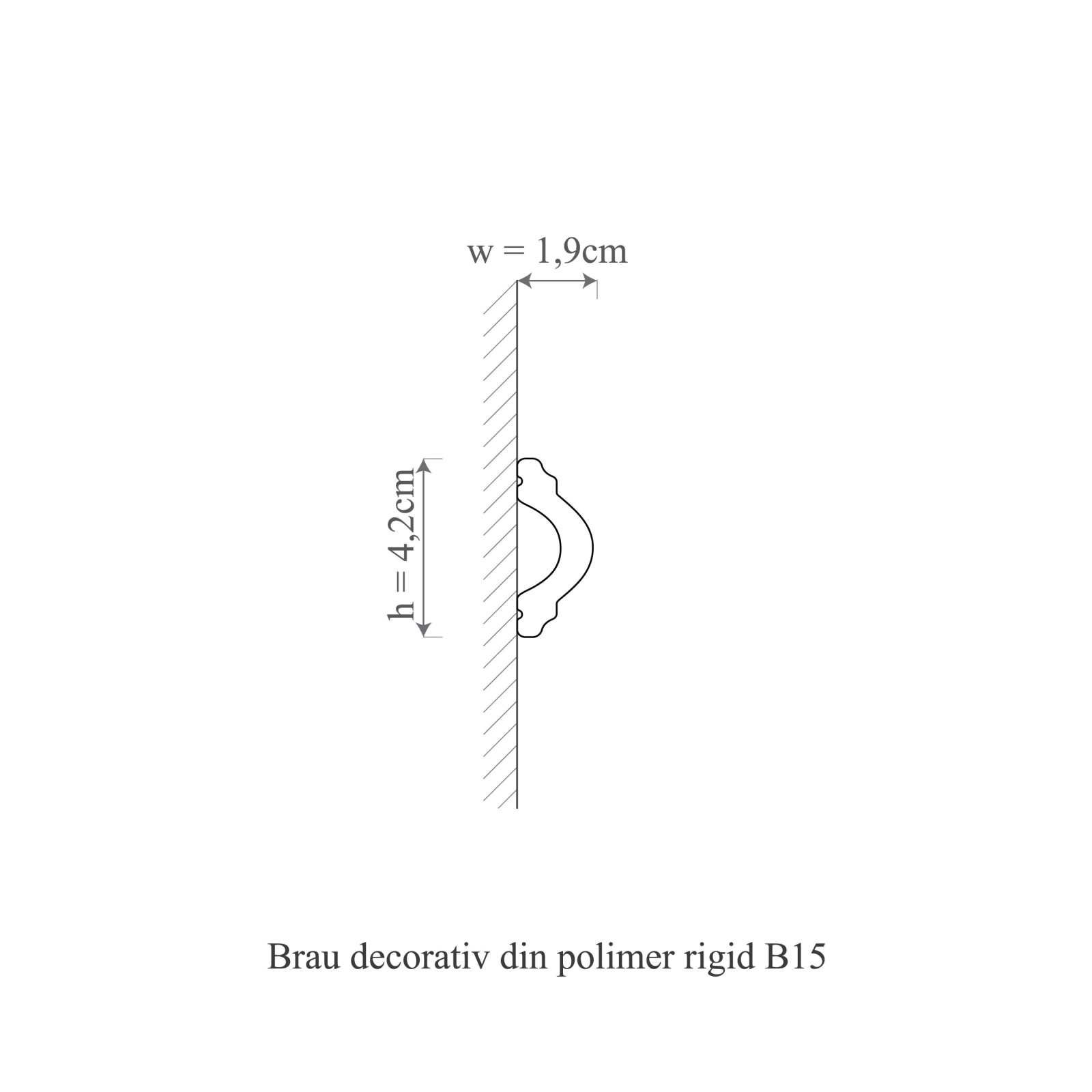 Brau decorativ din polimer rigid B15 - 4.2x1.9x200 cm