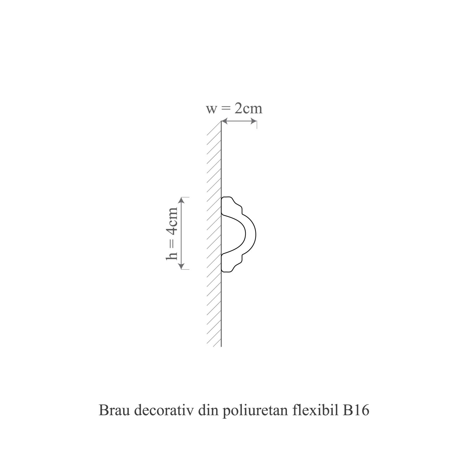 Brau decorativ din polimer rigid B16 - 4x2x200 cm