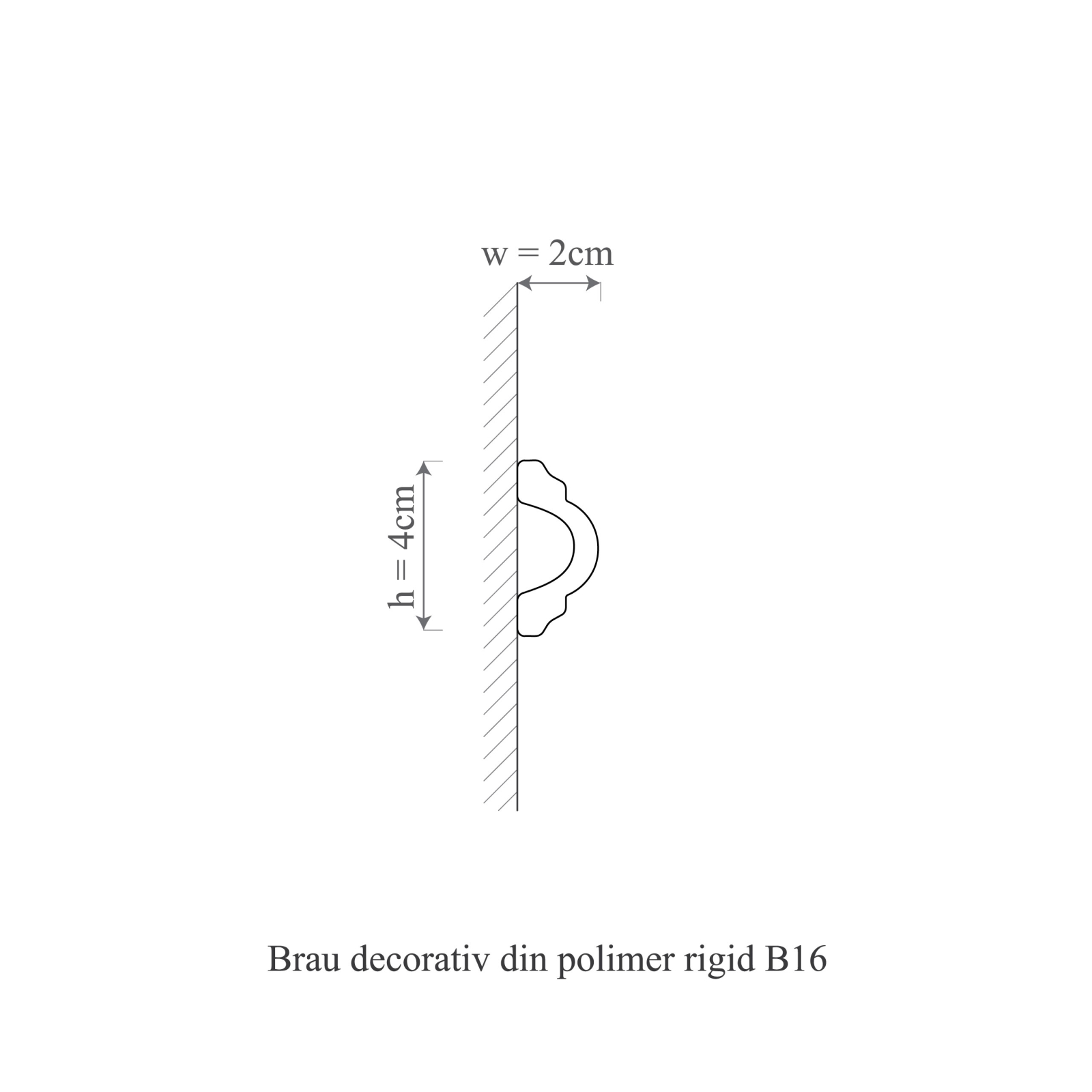 Brau decorativ din polimer rigid B16 - 4x2x200 cm