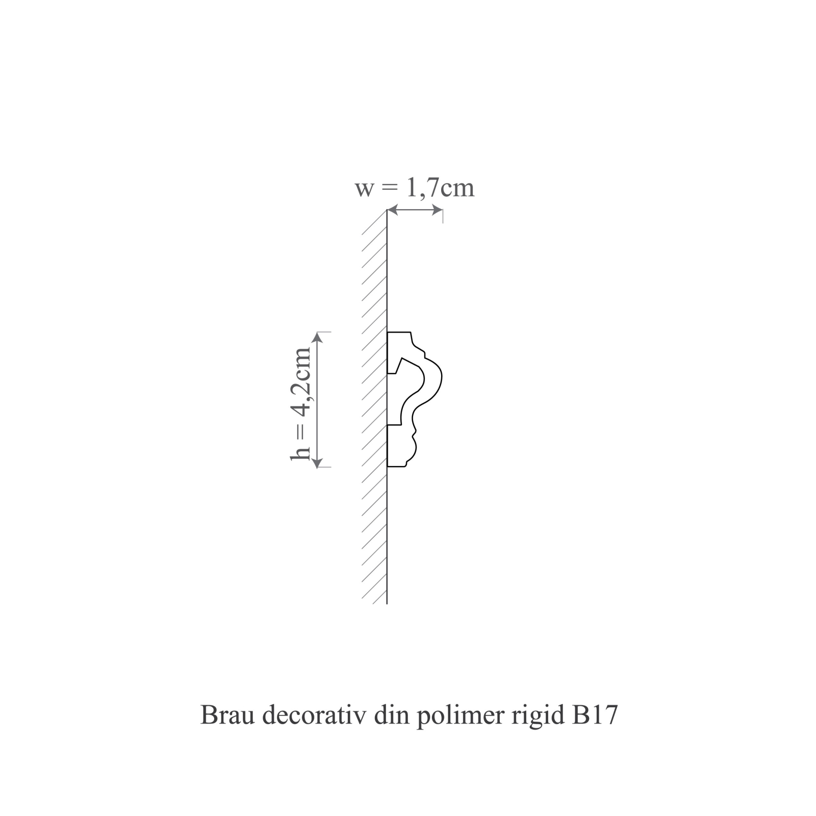 Brau decorativ din polimer rigid B17 - 4.2x1.7x200 cm