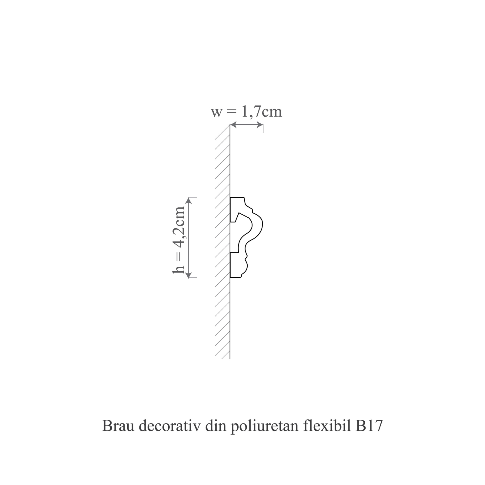 Brau decorativ din polimer rigid B17 - 4.2x1.7x200 cm