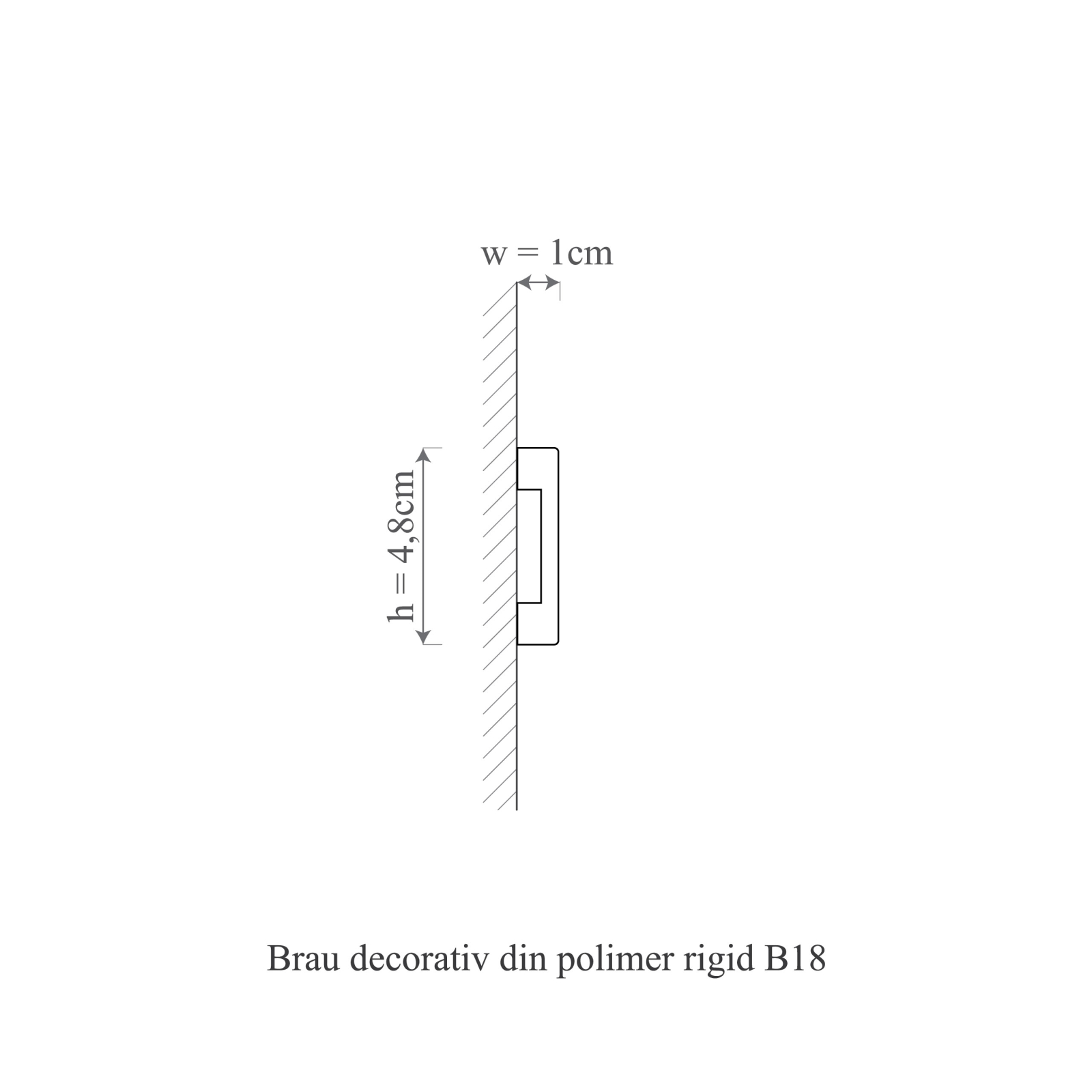 Brau decorativ din polimer rigid B18 - 4.8x1x200 cm