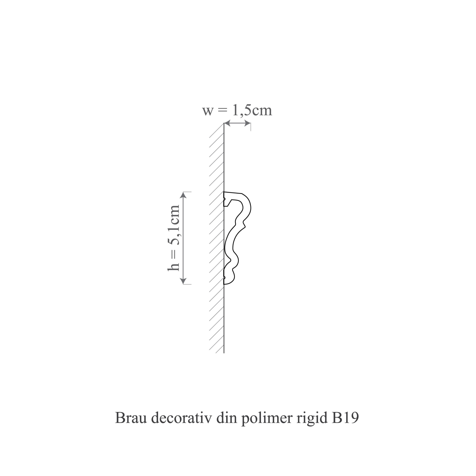 Brau decorativ din polimer rigid B19 - 5.1x1.5x200 cm