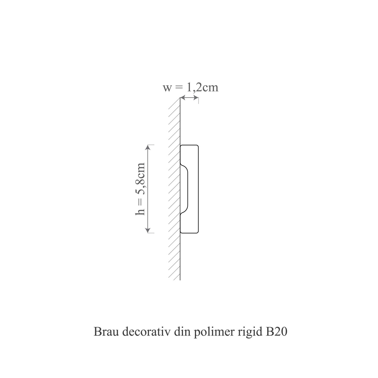 Brau decorativ din polimer rigid B20 - 5.8x1.2x200 cm