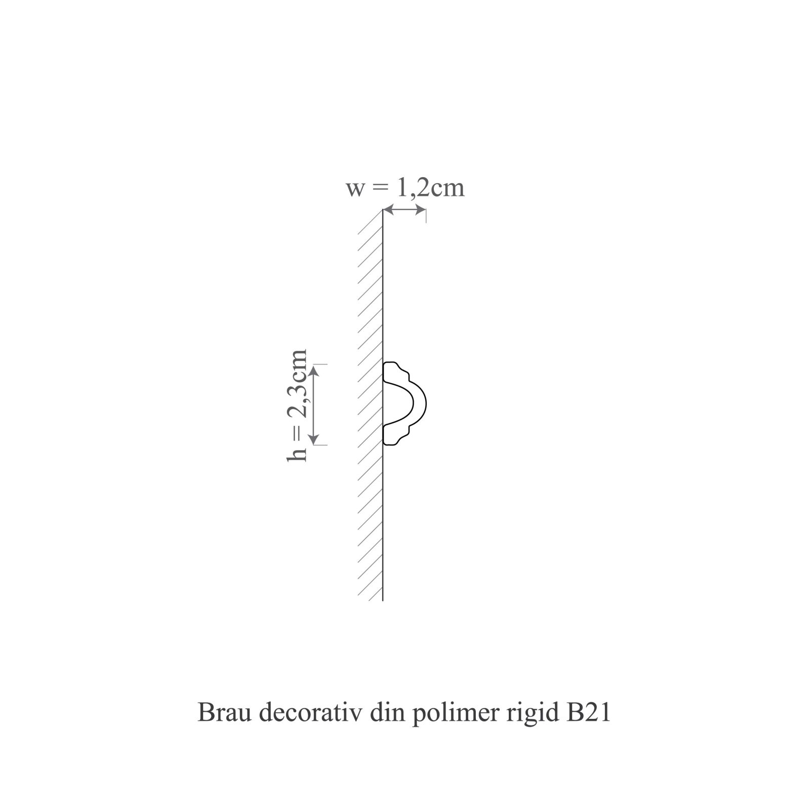 Brau decorativ din polimer rigid B21 - 2.3x1.2x200 cm