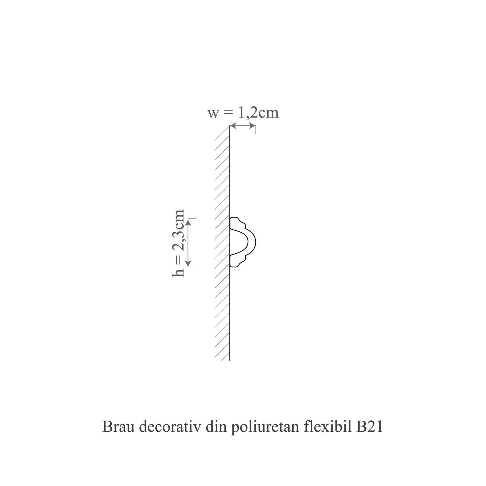 Brau decorativ din polimer rigid B21 - 2.3x1.2x200 cm