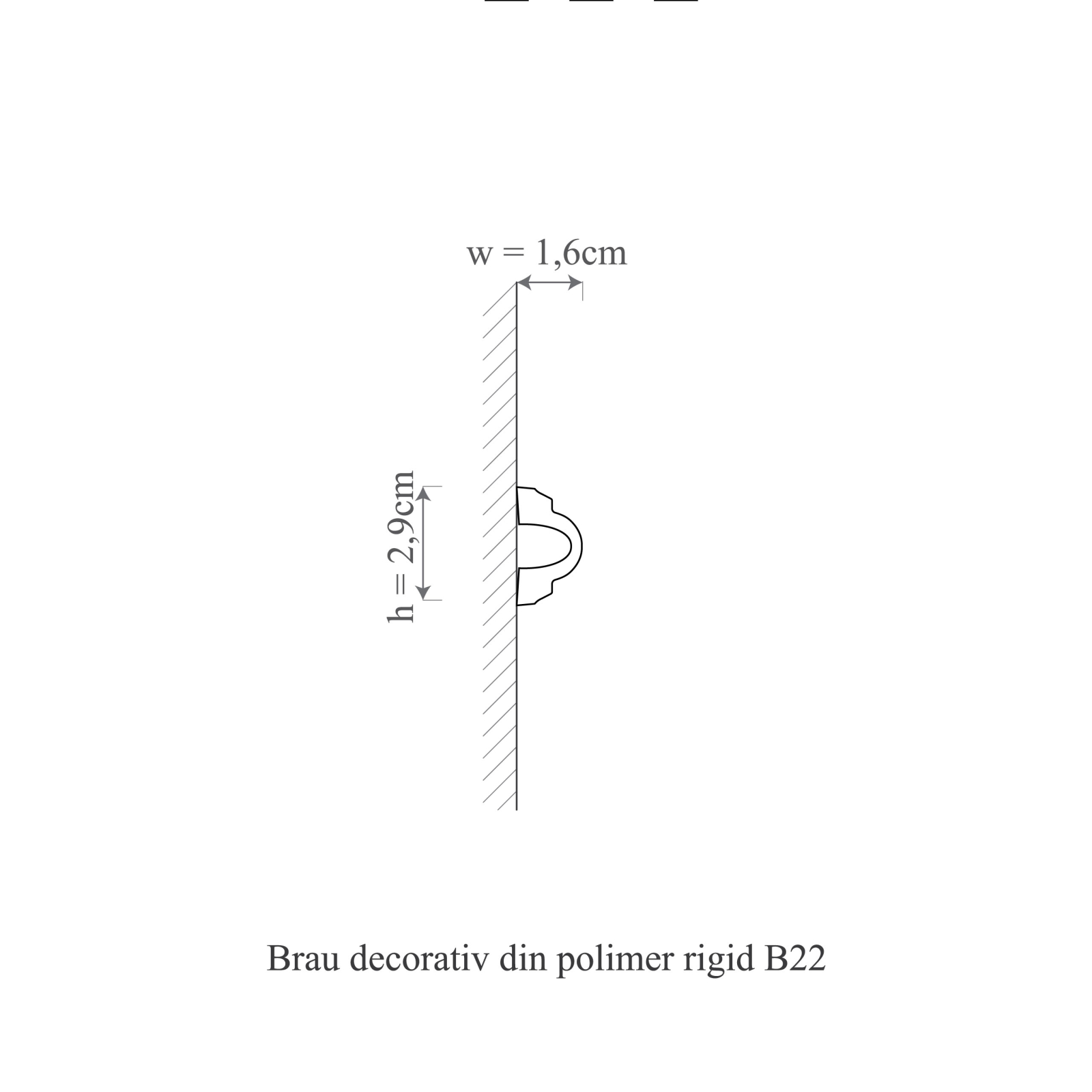 Brau decorativ din polimer rigid B22 - 2.9x1.6x200 cm