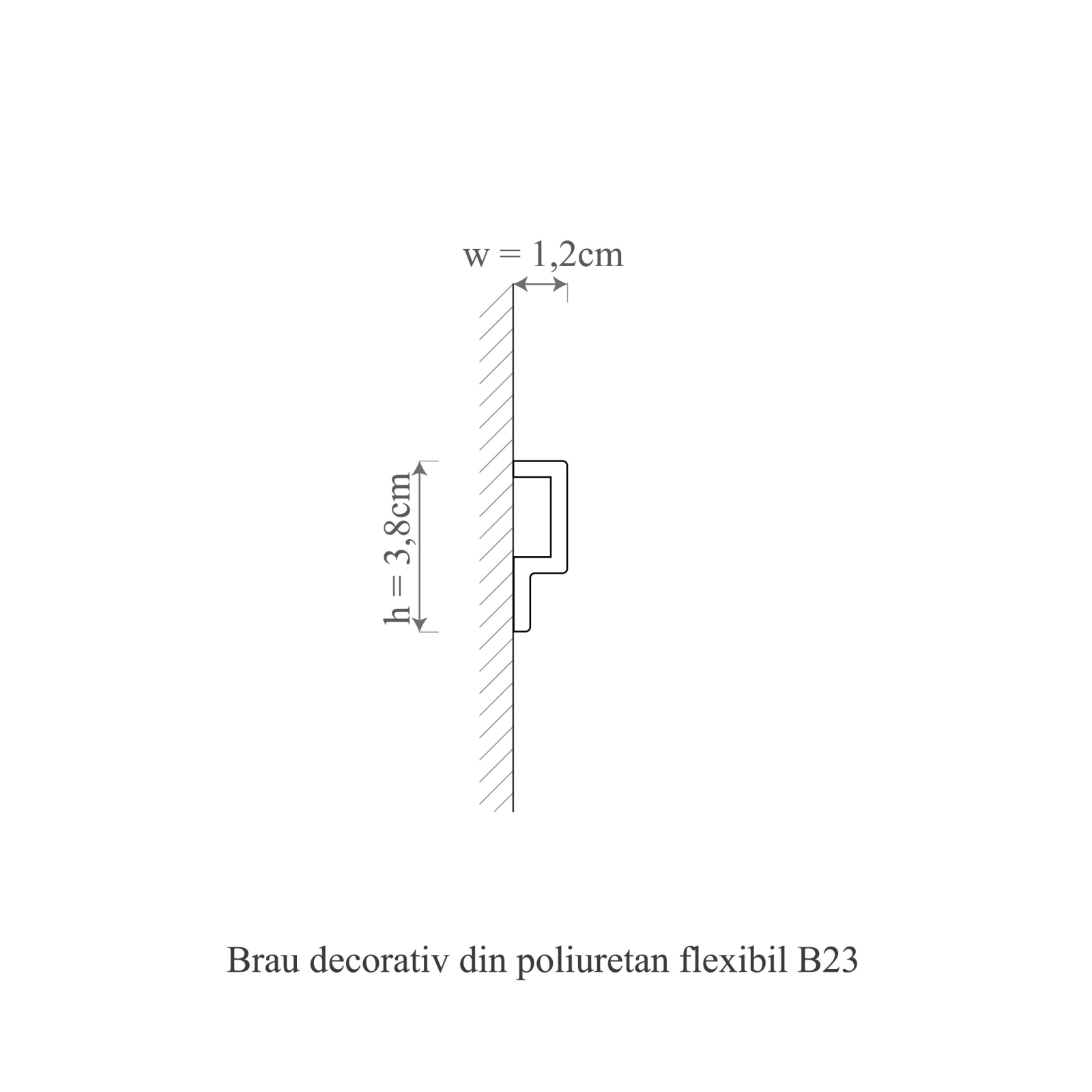 Brau decorativ din polimer rigid B23 - 3.8x1.2x200 cm