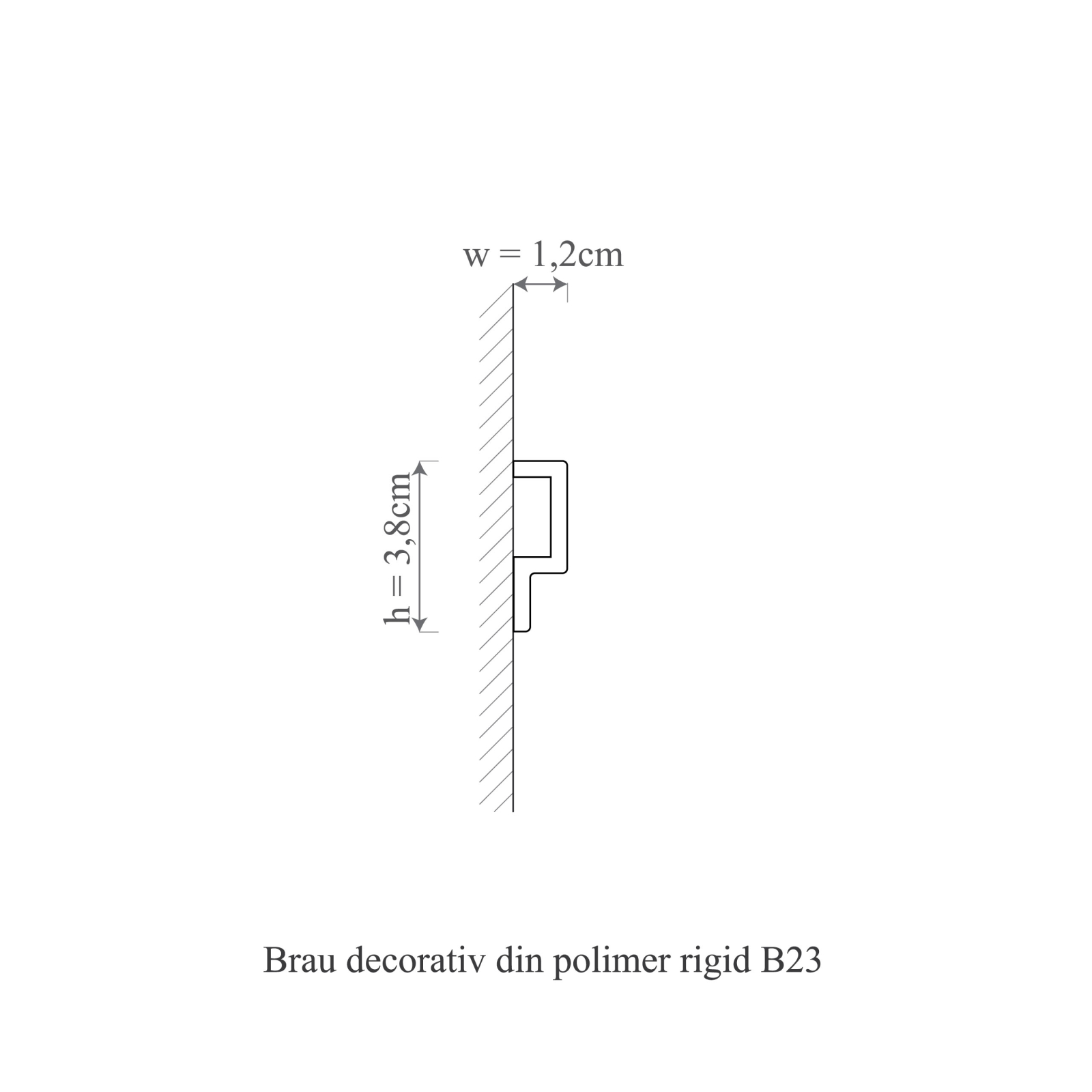 Brau decorativ din polimer rigid B23 - 3.8x1.2x200 cm