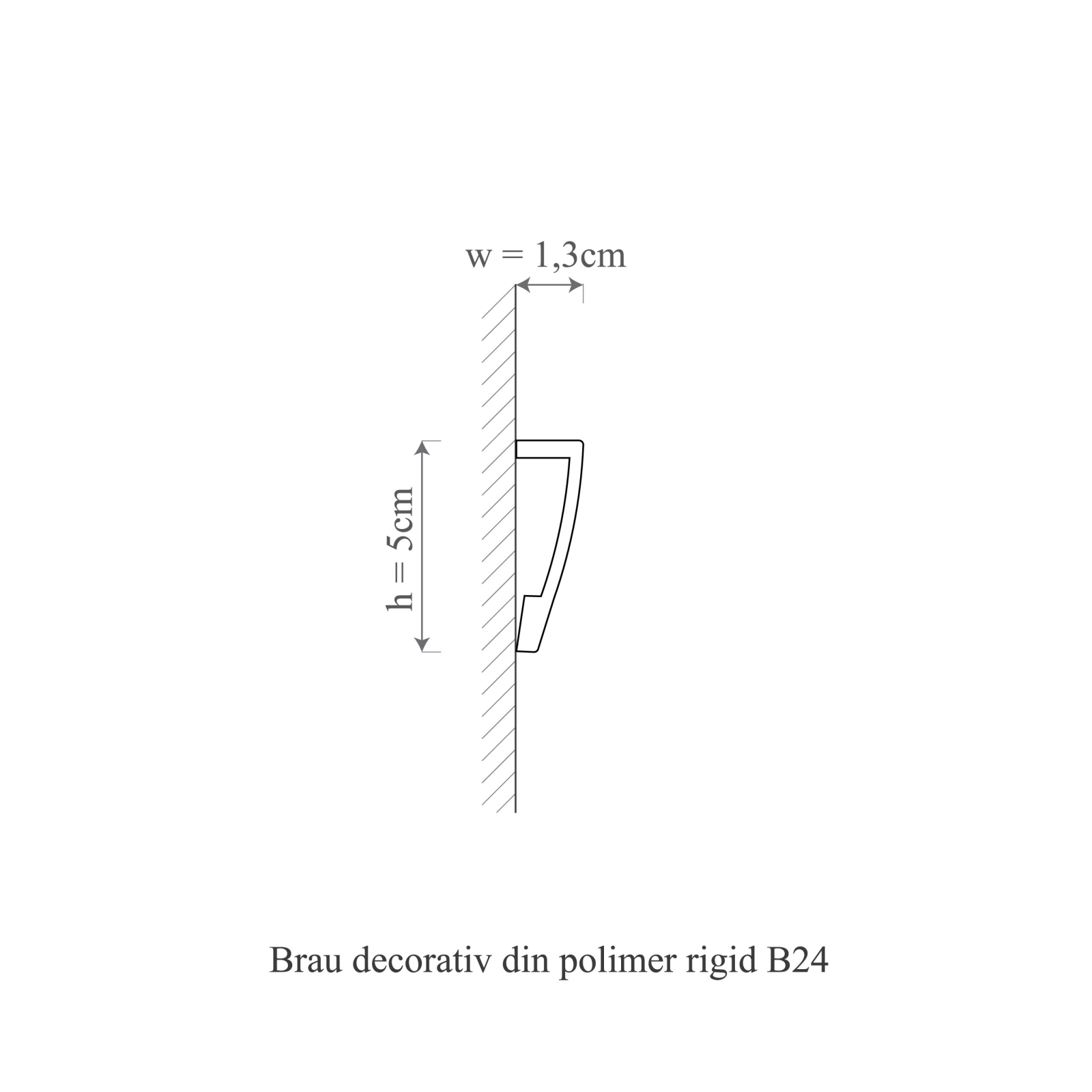 Brau decorativ din polimer rigid B24 - 5x1.3x200 cm