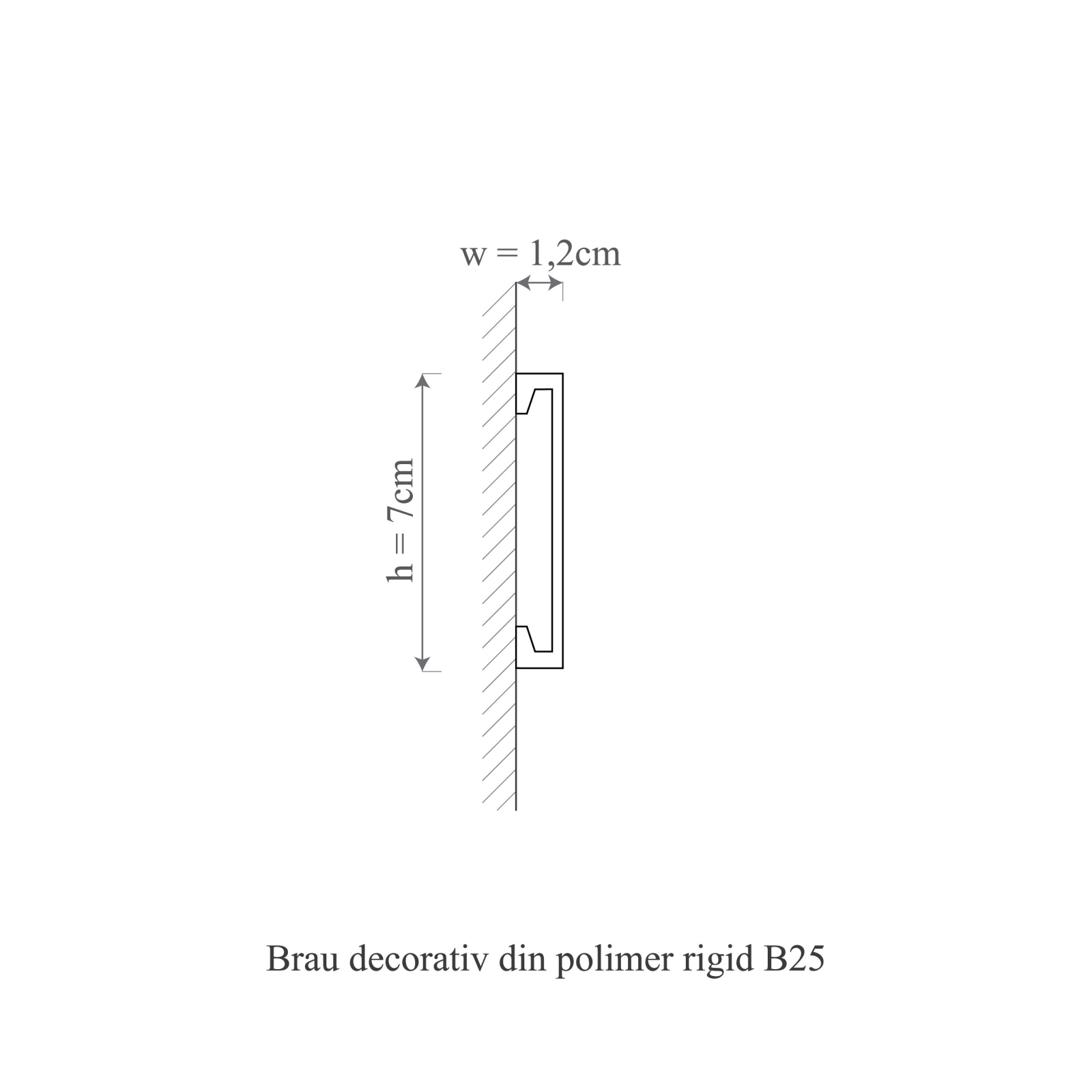 Brau decorativ din polimer rigid B25 - 7x1.2x200 cm