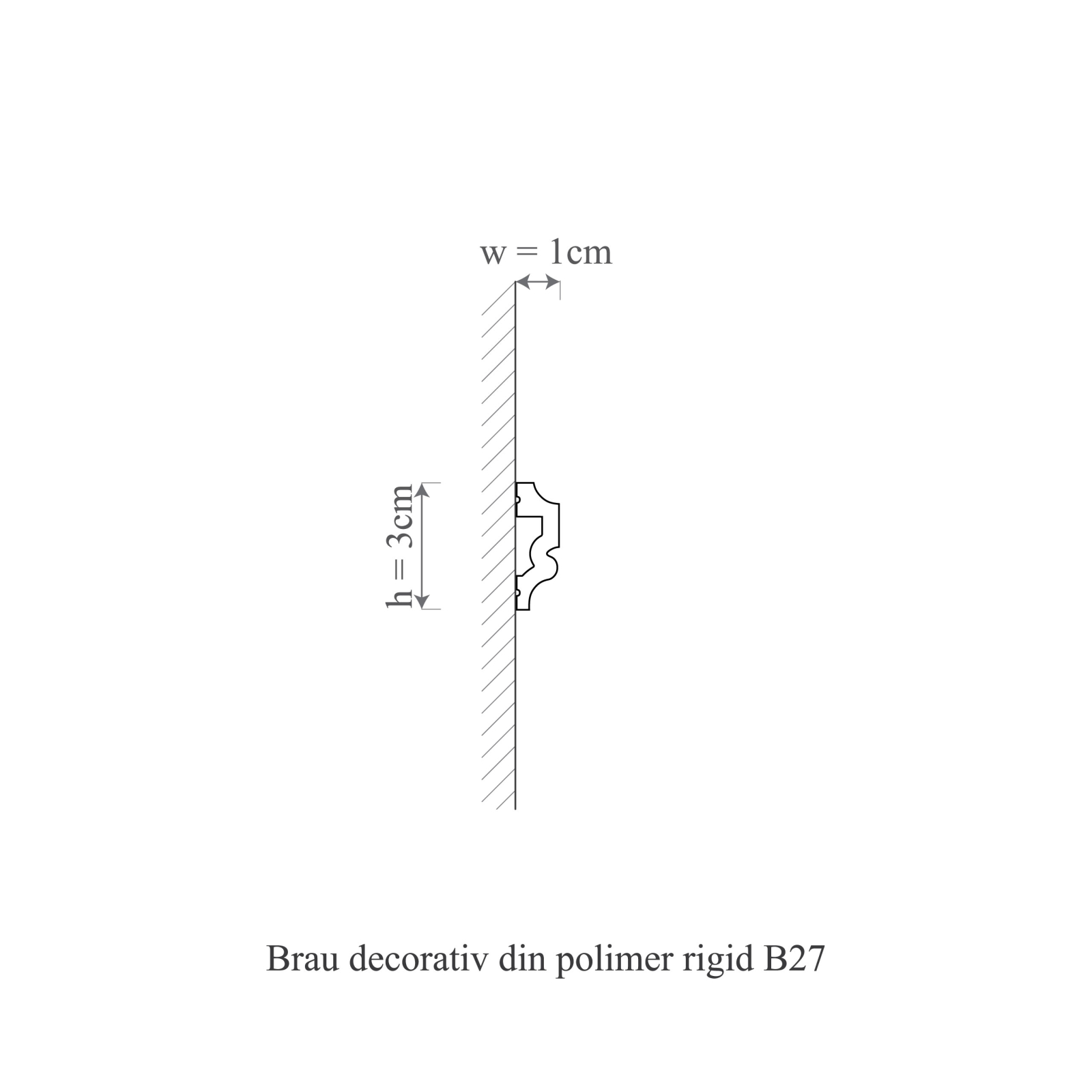 Brau decorativ din polimer rigid B27 - 3x1x200 cm