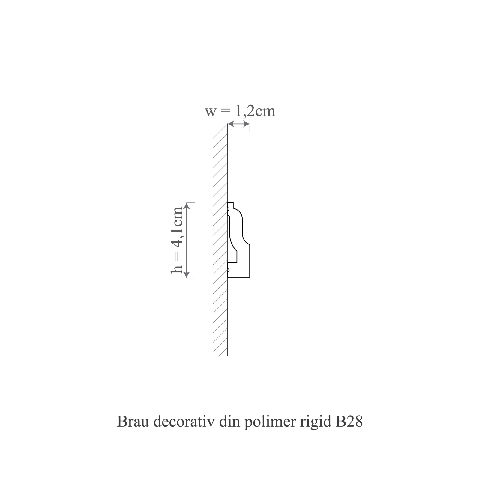 Brau decorativ din polimer rigid B28 - 4.1x1.2x200 cm