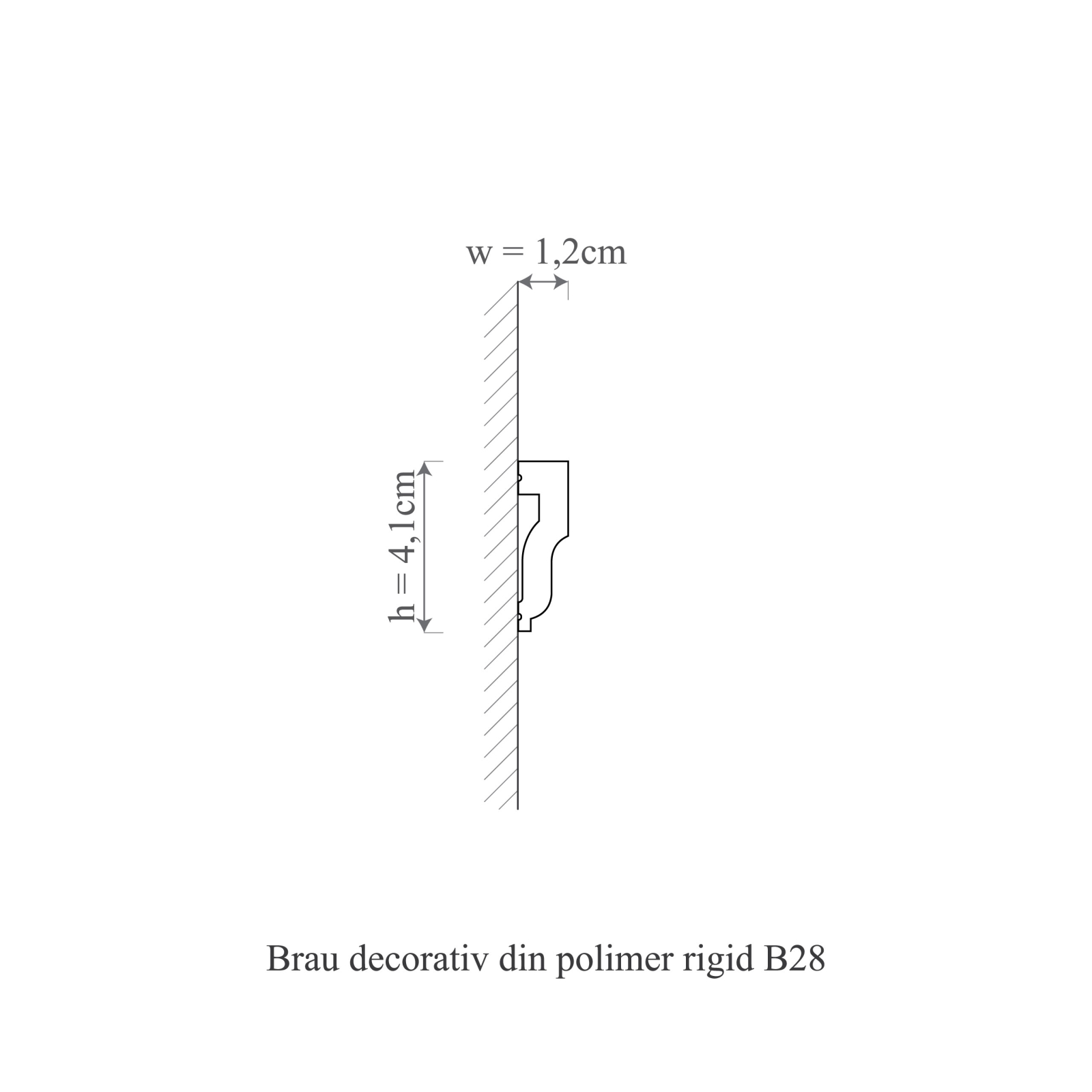 Brau decorativ din polimer rigid B28 - 4.1x1.2x200 cm