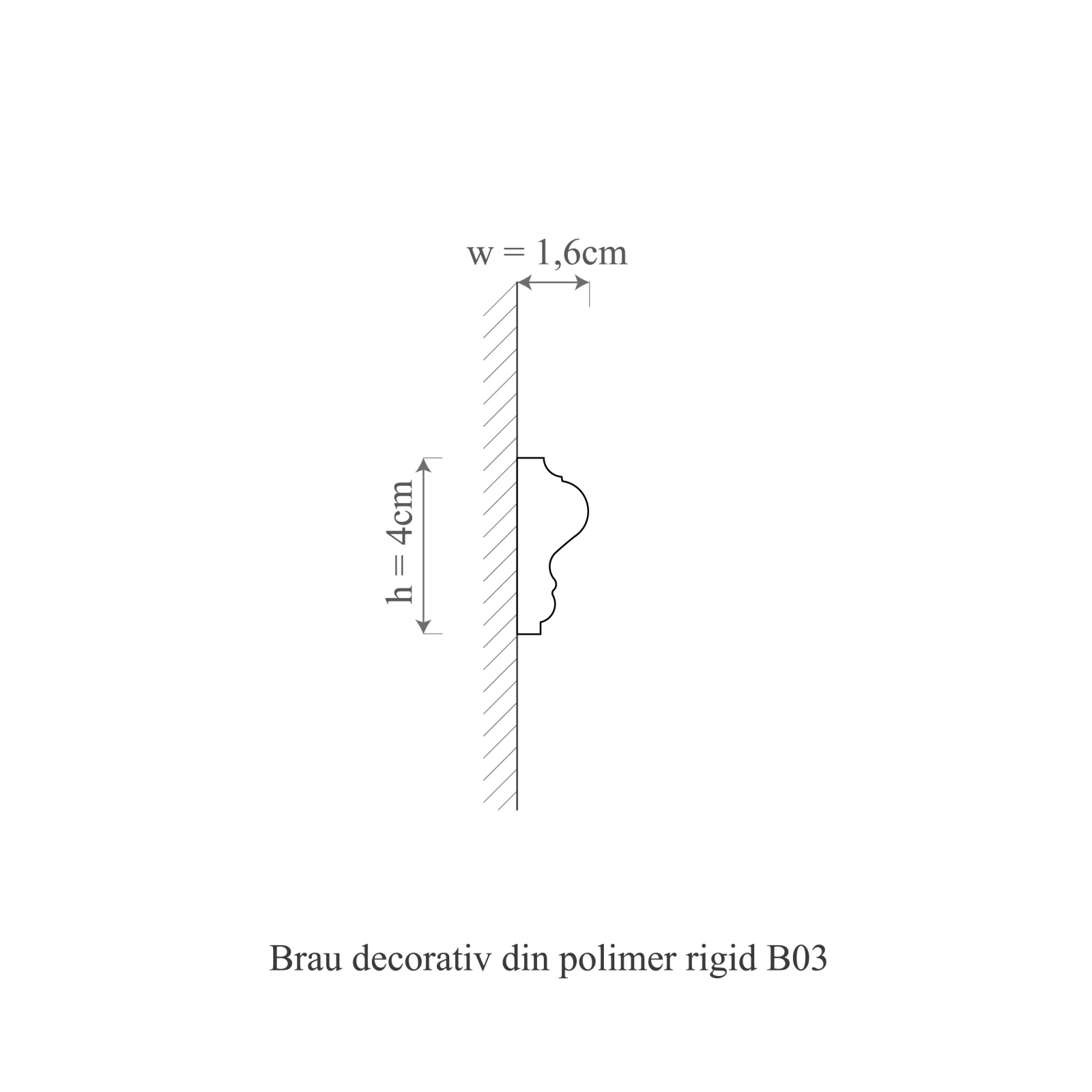 Brau decorativ din polimer rigid B3 - 4x1.6x200 cm