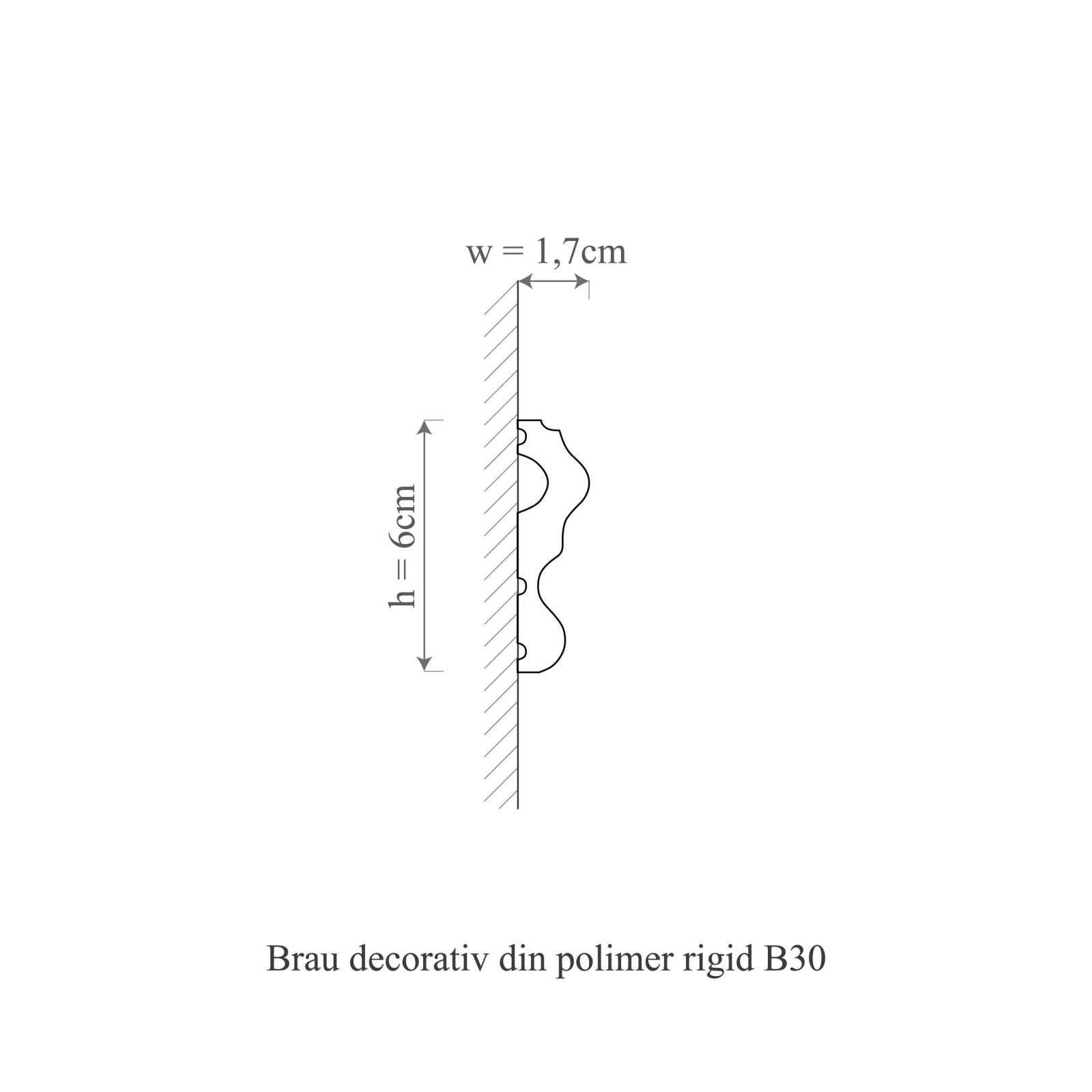 Brau decorativ din polimer rigid B30 - 6x1.7x200 cm