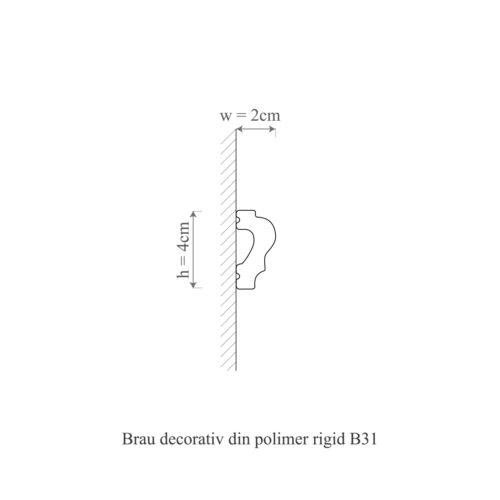Brau decorativ din polimer rigid B31 - 4x2x200 cm