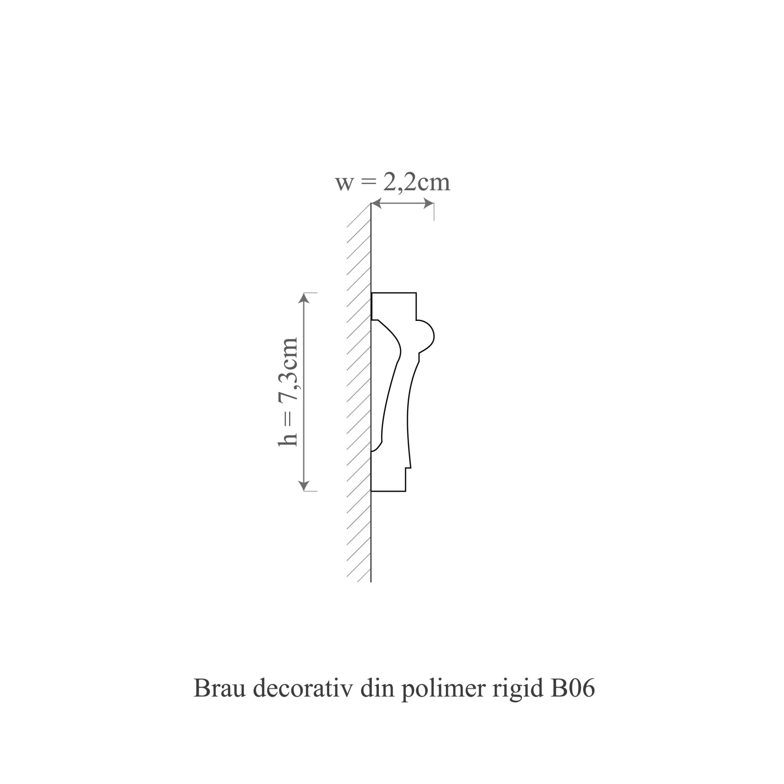 Brau decorativ din polimer rigid B6 - 7.3x2.2x200 cm