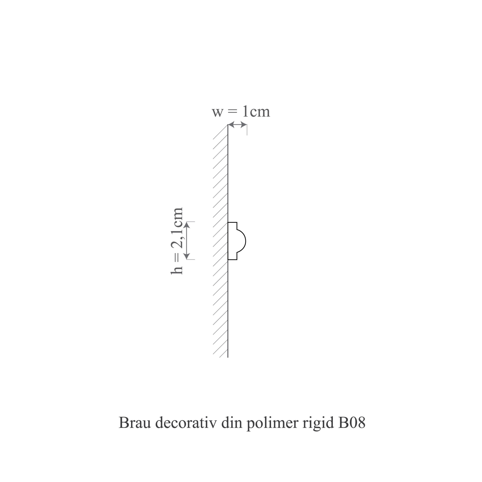 Brau decorativ din polimer rigid B8 - 2.1x1x200 cm