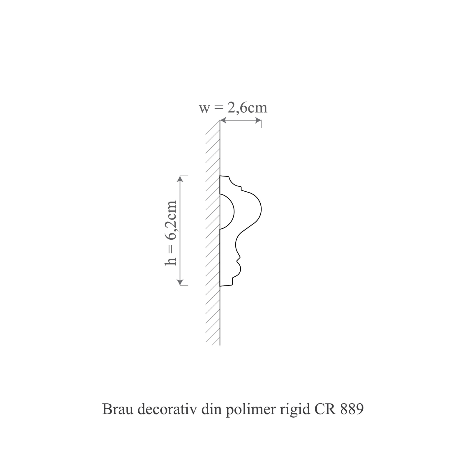 Brau decorativ din poliuretan CR889 - 6.2x2.6x200 cm