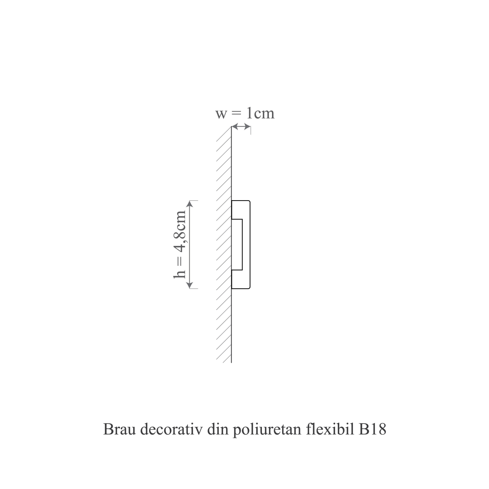 Brau decorativ din poliuretan flexibil B18F - 4.8x1x200 cm