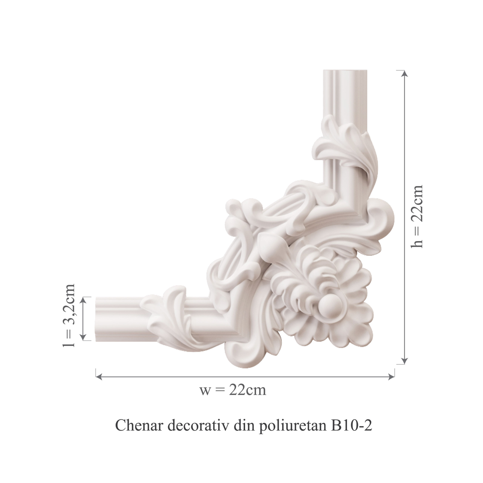 Chenar decorativ din poliuretan B10-2 - 22x22x1.6 cm