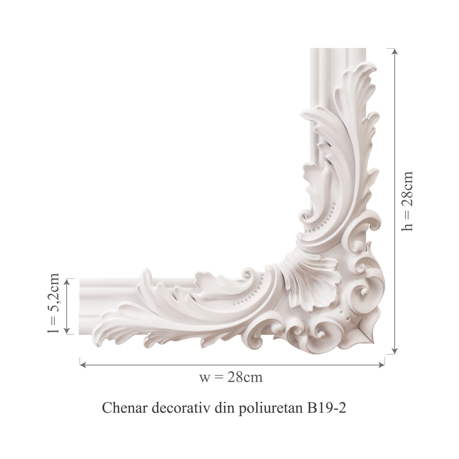Chenar decorativ din poliuretan B19-2 - 28x28x3 cm