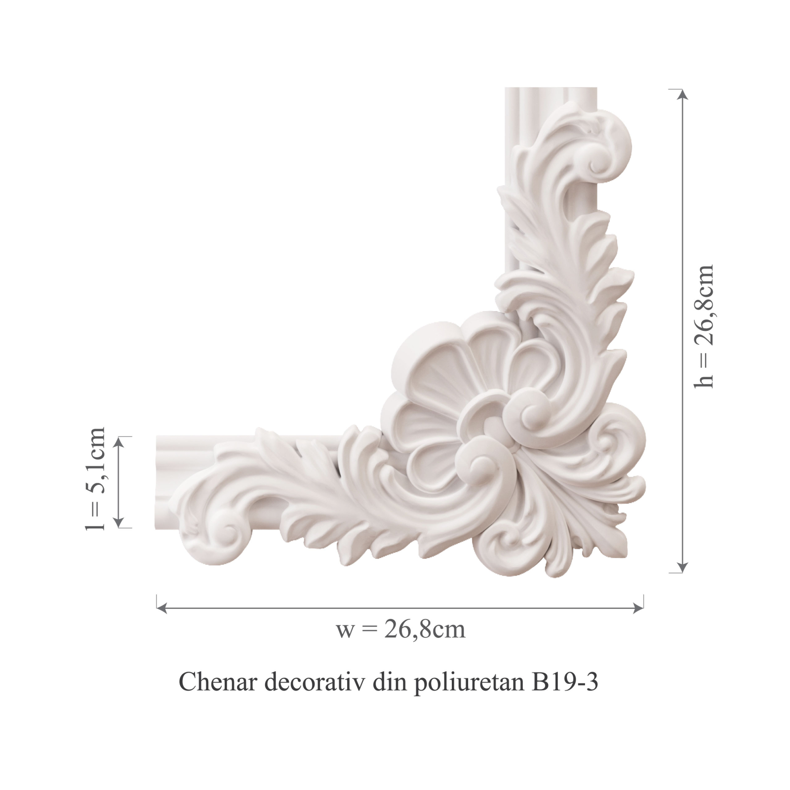 Chenar decorativ din poliuretan B19-3 - 26.8x26.8x3 cm