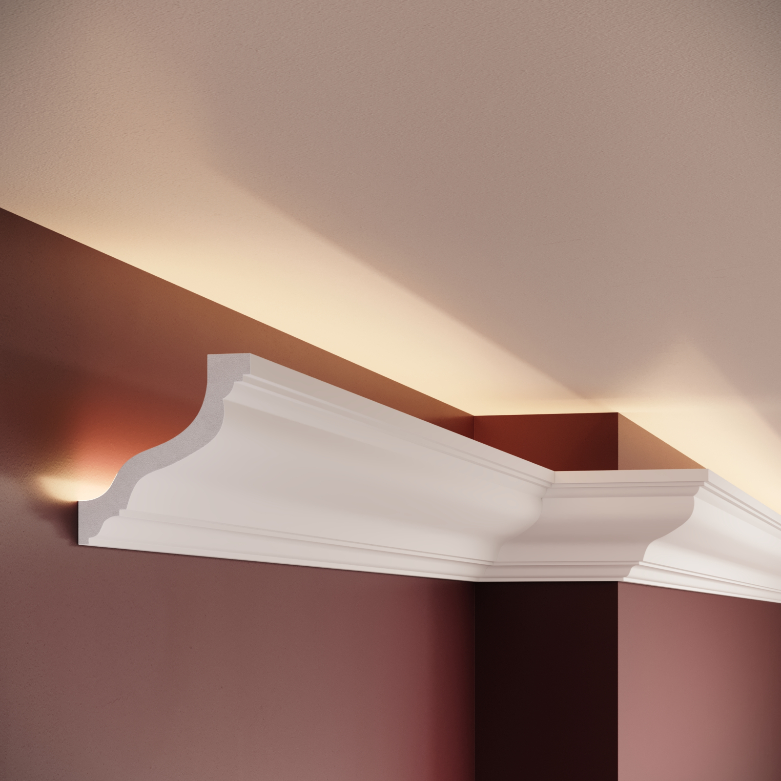 Cornisa decorativa din polimer rigid C10 - 7.8x7.8x200 cm