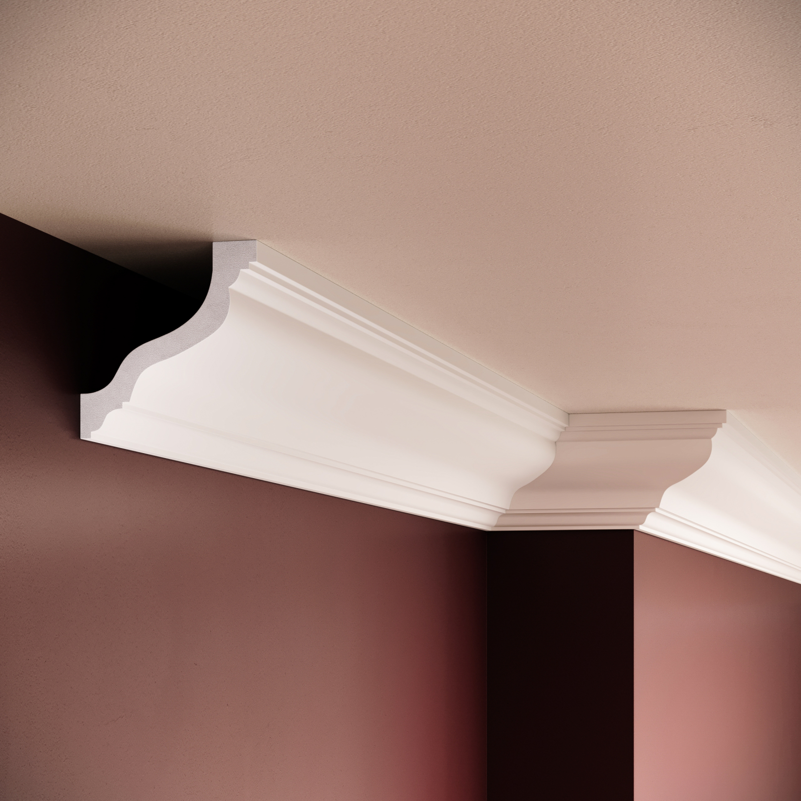 Cornisa decorativa din polimer rigid C10 - 7.8x7.8x200 cm