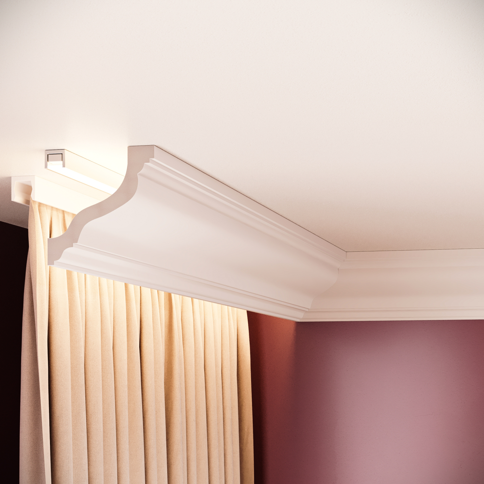 Cornisa decorativa din polimer rigid C10 - 7.8x7.8x200 cm