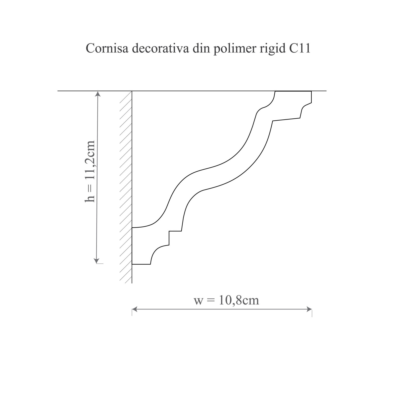 Cornisa decorativa din polimer rigid C11 - 10.8x11.2x200 cm