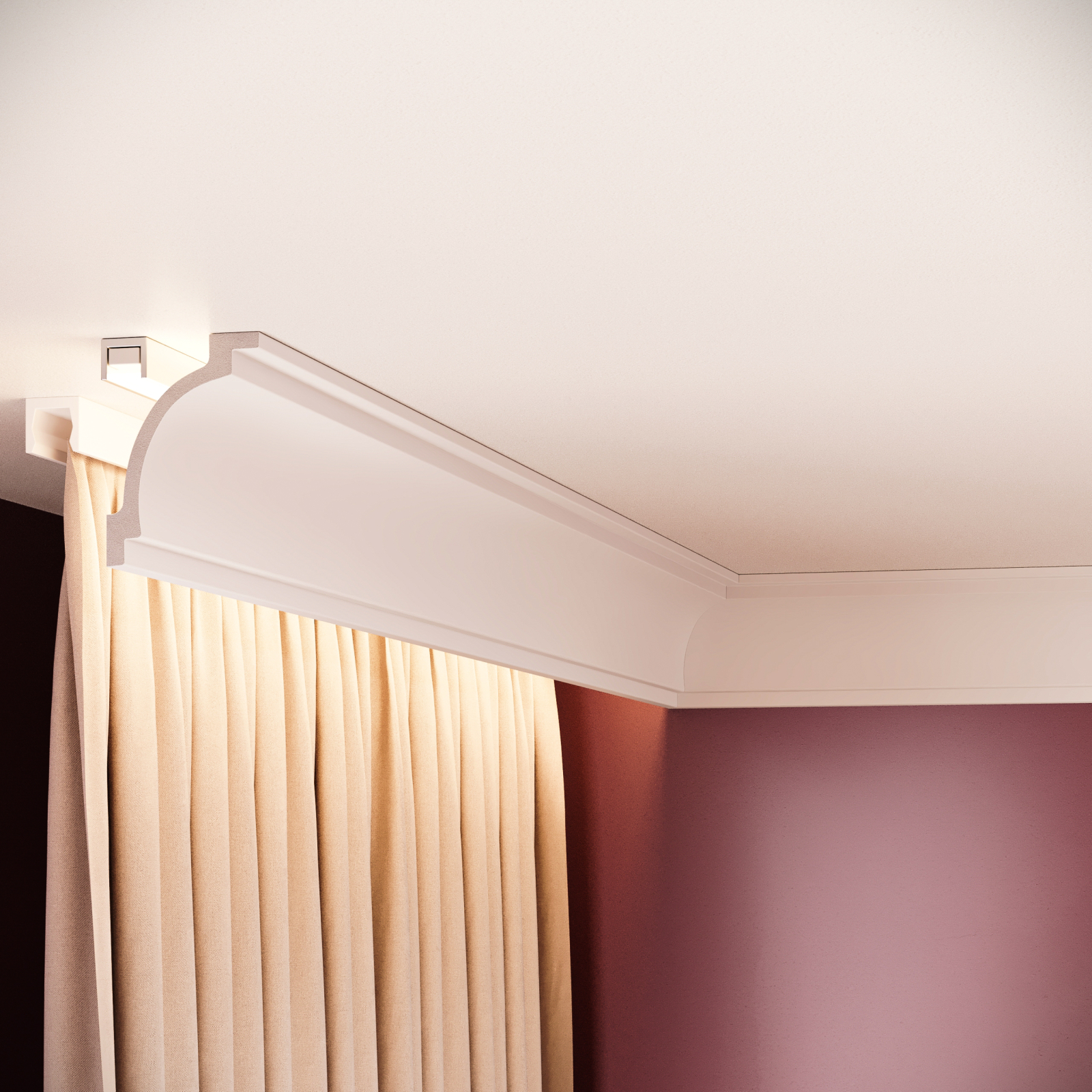 Cornisa decorativa din polimer rigid C12 - 5x7x200 cm