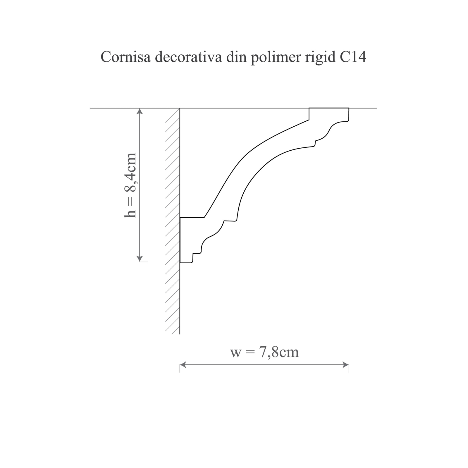 Cornisa decorativa din polimer rigid C14 - 7.8x8.4x200 cm