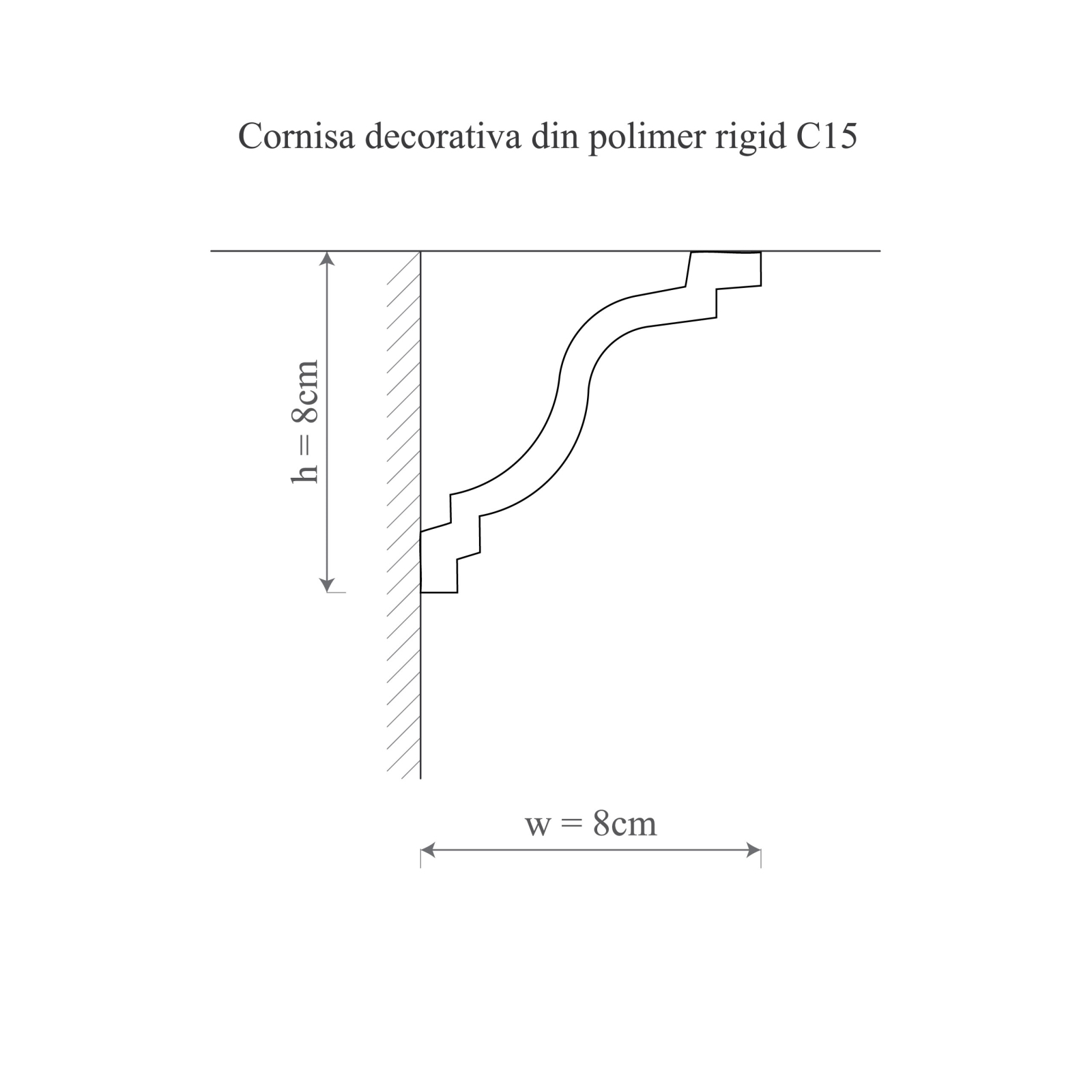 Cornisa decorativa din polimer rigid C15 - 8x8x200 cm